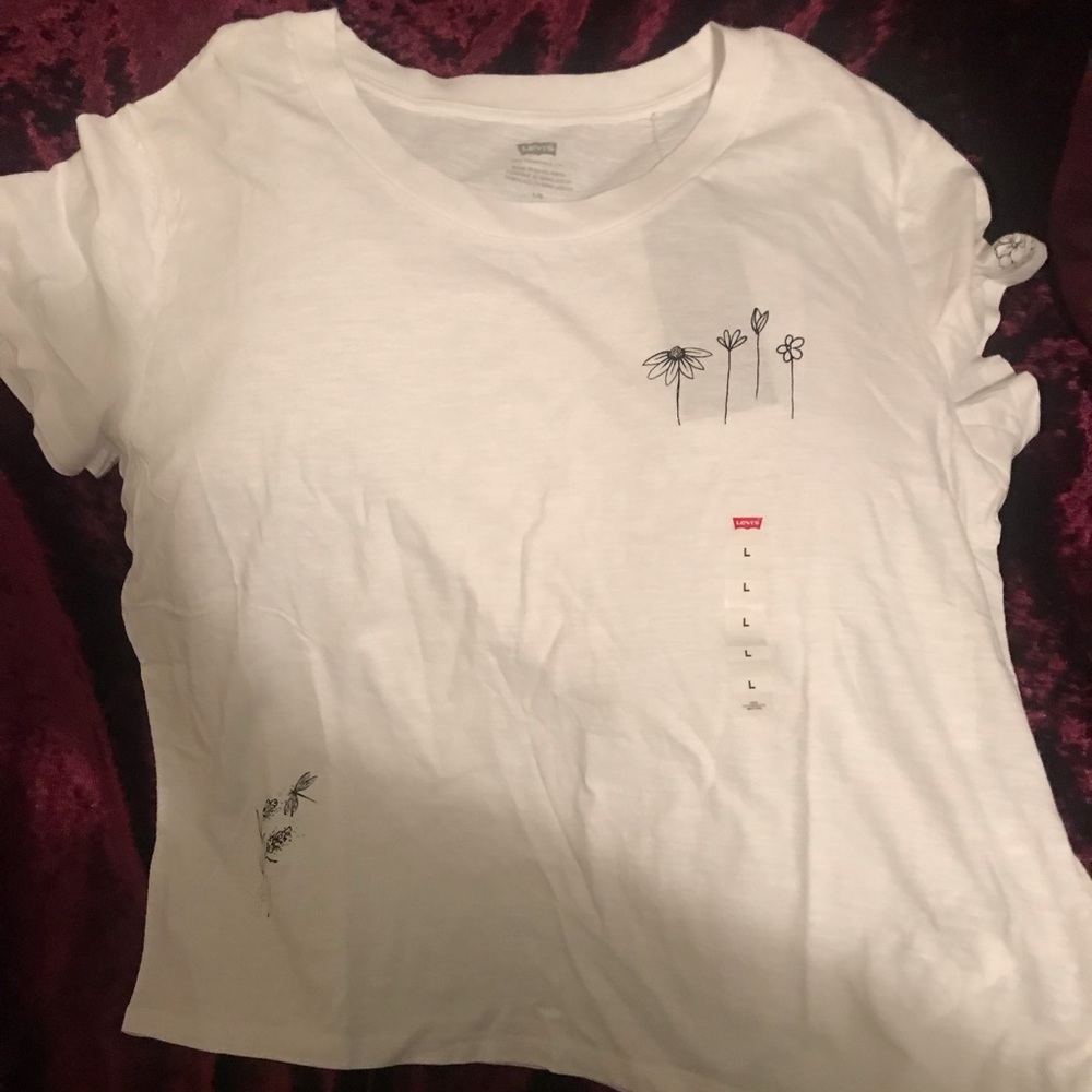 White shirt with black flowers